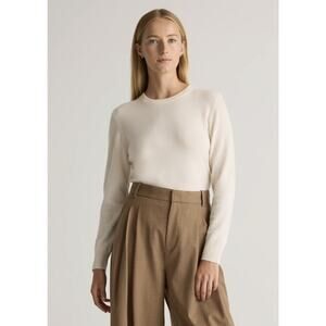 Quince 100% Cashmere CrewNeck Sweater, Cream, Womens XS